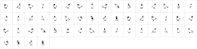 Duck Regular  glyph index