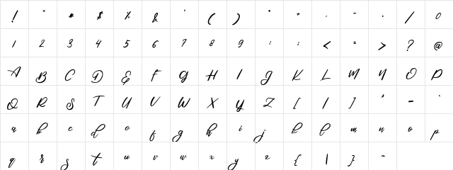 Absolute Regular  glyph index