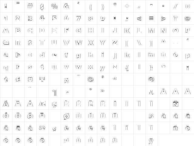 Yard Sale 2 Regular  glyph index