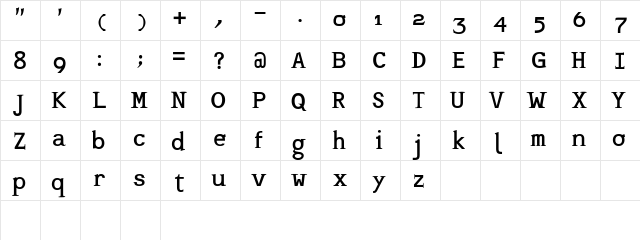 Mashburn .Regular TT  glyph index