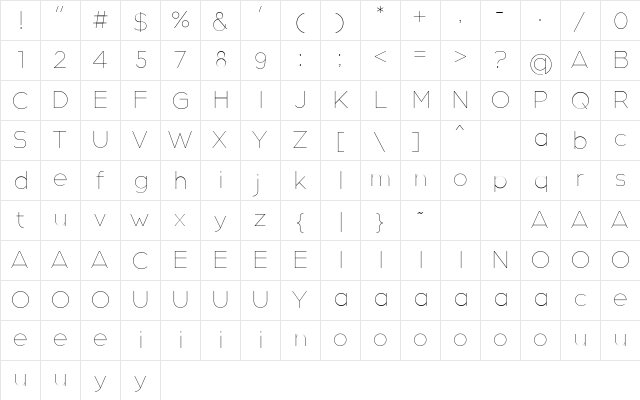 Kakuati Light  glyph index