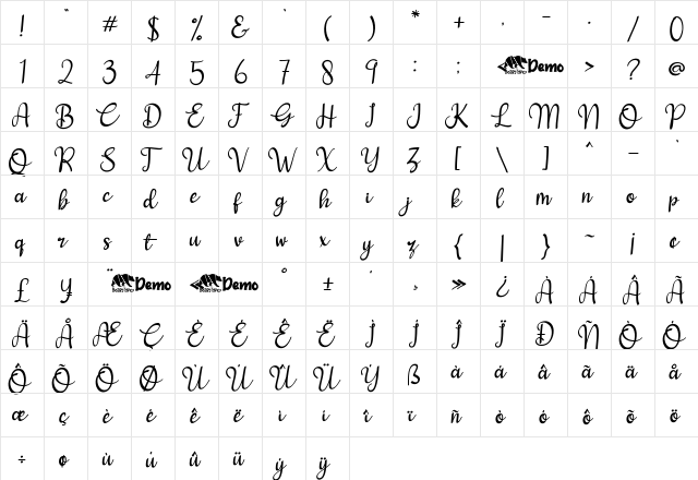 love and heart Regular  glyph index