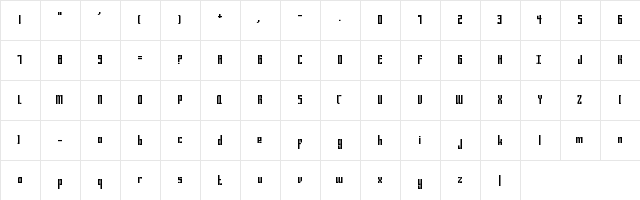 Bravado Block Regular  glyph index