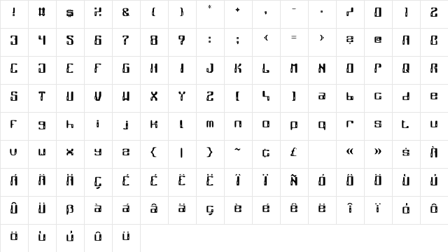marCOmics_NEO Medium  glyph index