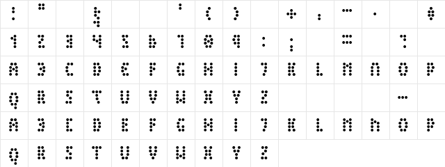 Peex Light  glyph index