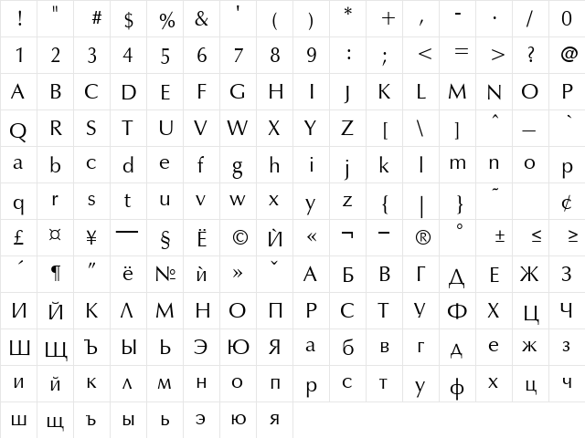 Opal Normal  glyph index