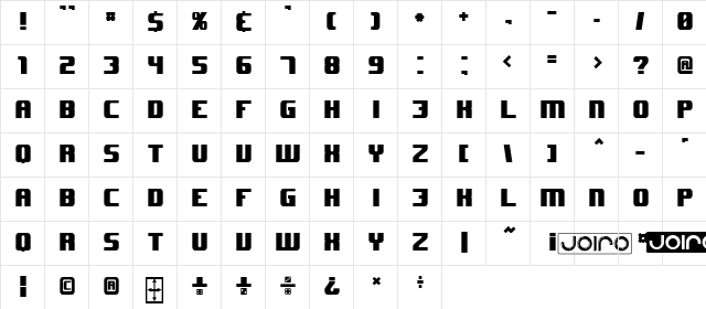 JHUF Nominal  glyph index
