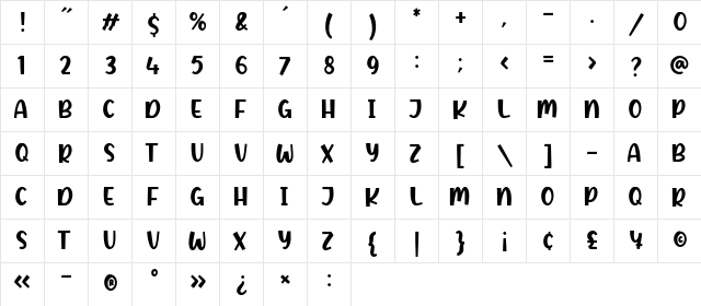 ICEBOLD Regular  glyph index