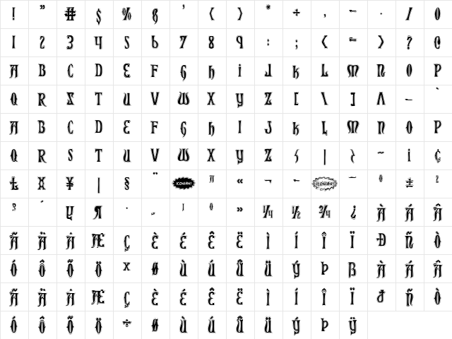 Xiphos College College  glyph index