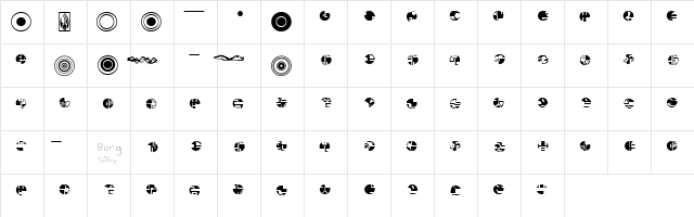 Borg Normal  glyph index