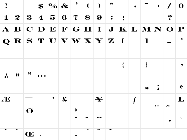 Oneslip 1 Regular  glyph index