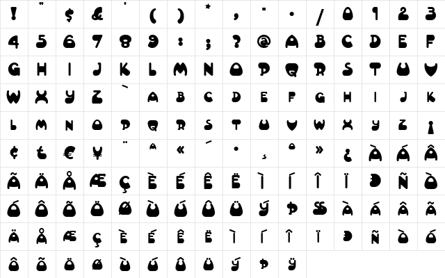 AltamonteNF Regular  glyph index