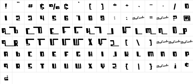 SF Cosmic Age Bold  glyph index
