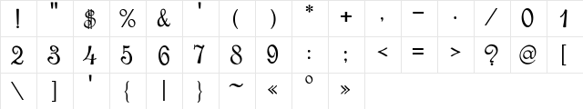 Round Script Italic  glyph index