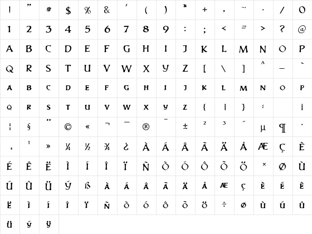 Ovalico 41 DB Normal  glyph index