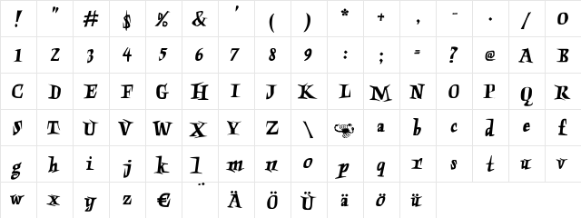 Charon Regular  glyph index