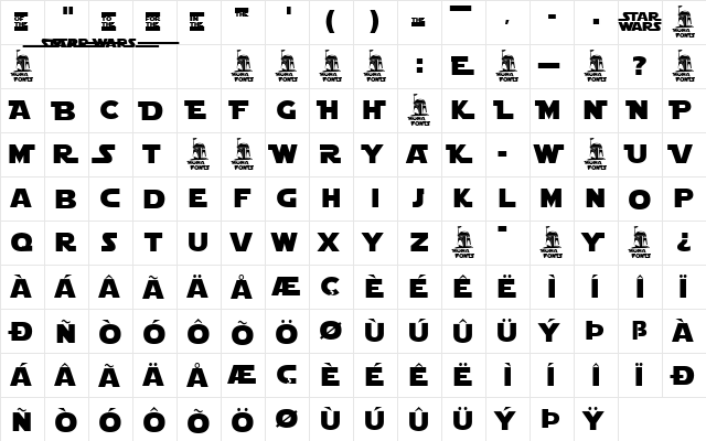 Star Jedi Logo DoubleLine1 Regular  glyph index