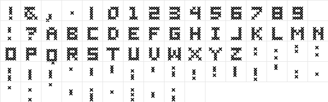 Cross Stitch Coarse Regular  glyph index
