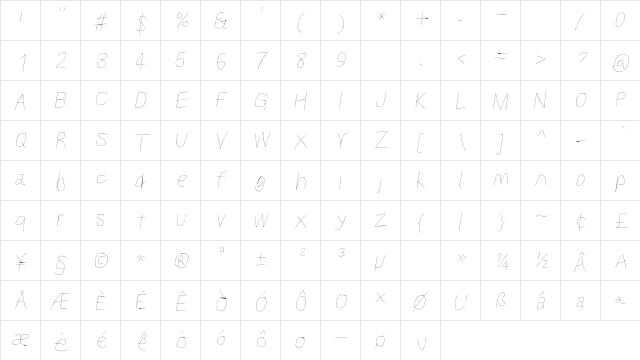 Kabina HlObl  glyph index