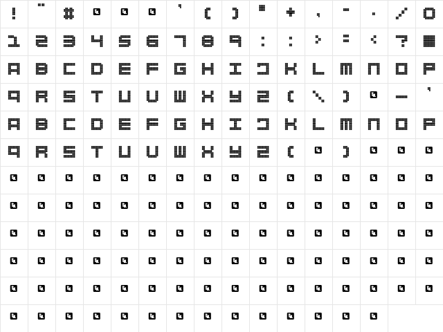 FD Spank Medium  glyph index