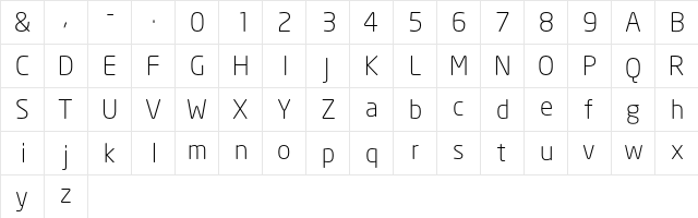 NeoSans Light  glyph index