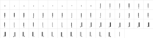EAN-13B Half Height Regular  glyph index