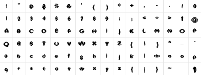 Contrive002 Regular  glyph index