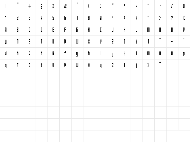 HM Lanky Bit Regular  glyph index