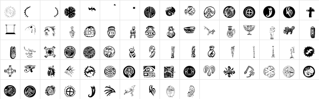 Artfacts Regular  glyph index
