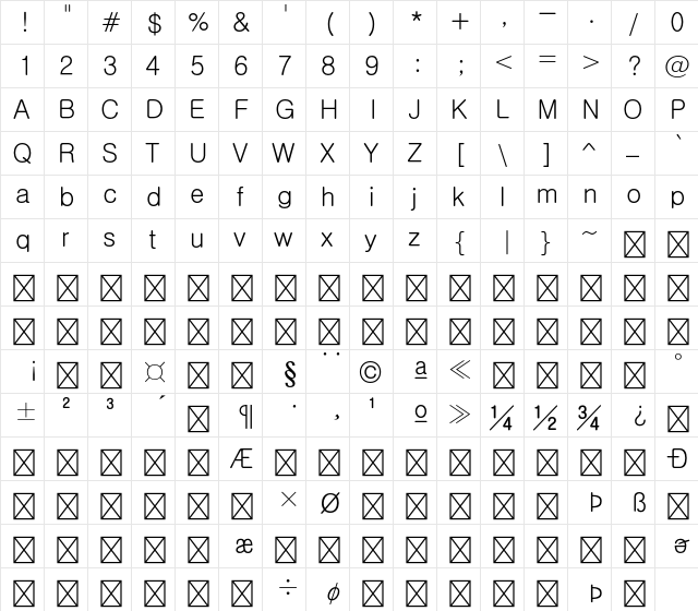 HY Rounded Gothic Std M  glyph index