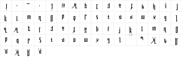 Peacetiqua Regular  glyph index