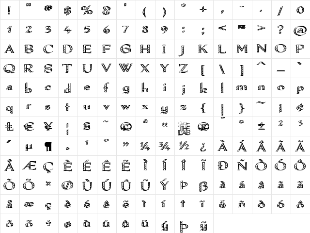 Pamelor I Regular  glyph index