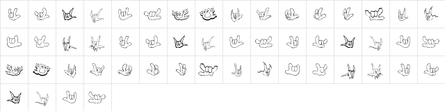 ZOEILYhands 1.0 Regular  glyph index