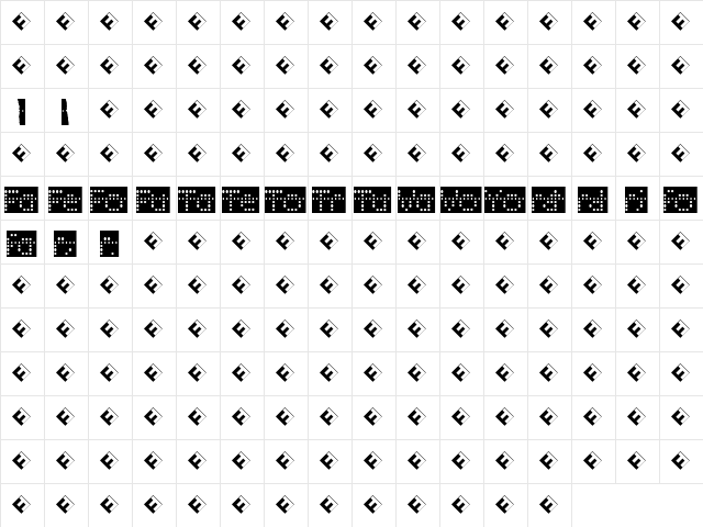 Papertape Regular  glyph index