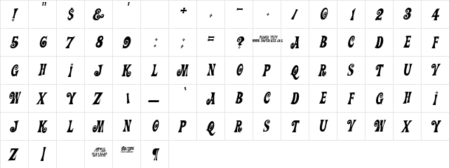 Action Is JL Italic  glyph index