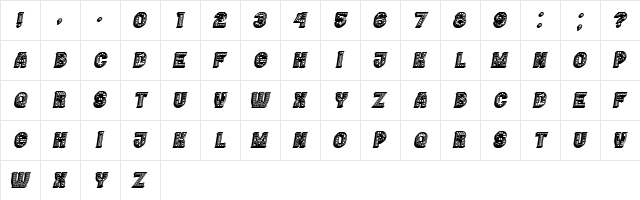 Casino 3D Filled Marquee Italic  glyph index