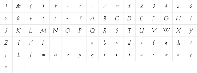 Limulus Oblique  glyph index