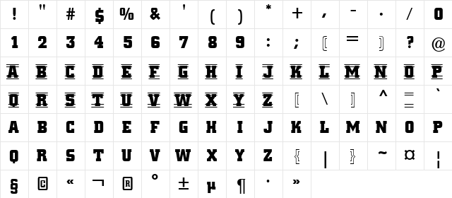 a_CityNovaTtD4StrCmb Regular  glyph index