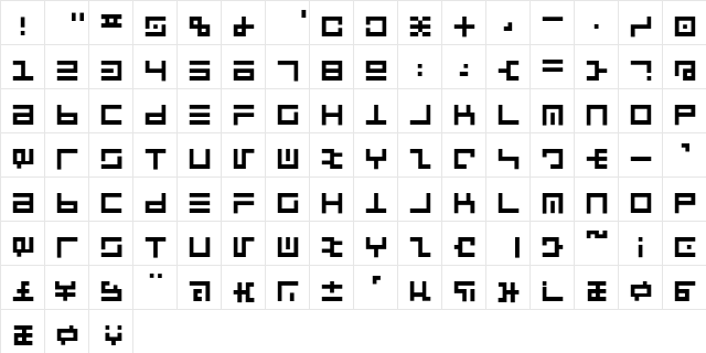PCLintrulla Regular  glyph index