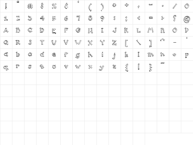 CK Shadowed Block Regular  glyph index
