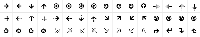 Officina Display ITC Arrows Regular  glyph index