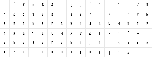 Banten Unfamous 2 Regular  glyph index
