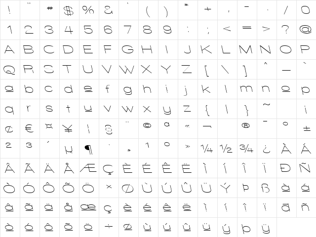 Walkway Upper Expand RevOb Regular  glyph index