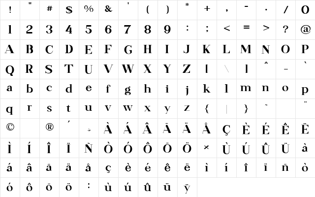 RAINY DAY Regular  glyph index