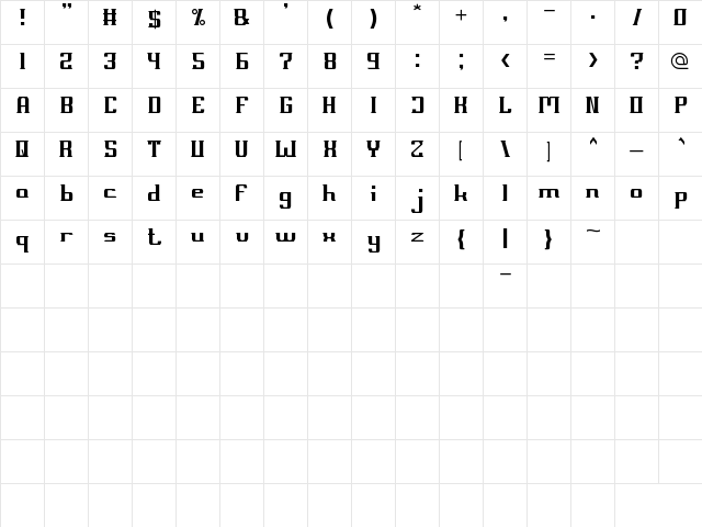 MILLENIUM 3 Regular  glyph index