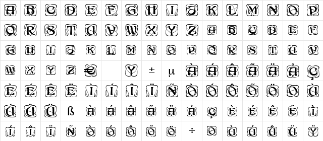 Lavendel Regular  glyph index