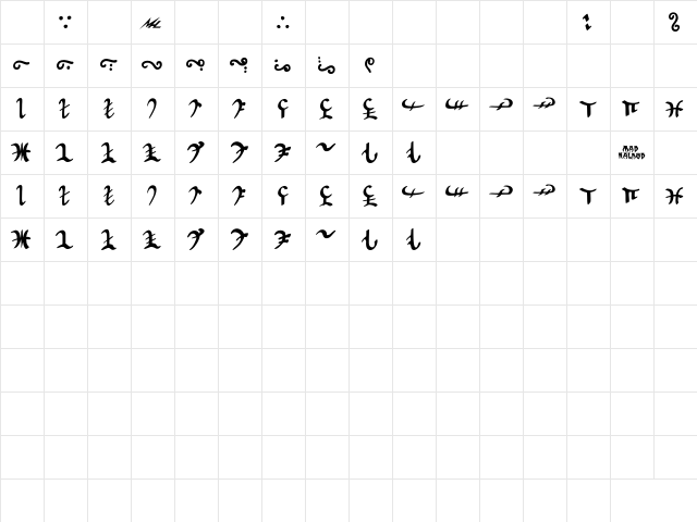 CommonTalislan Bold  glyph index