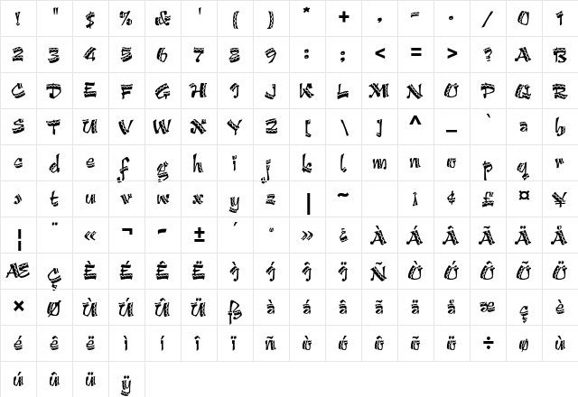 Arriba Arriba Std Regular  glyph index