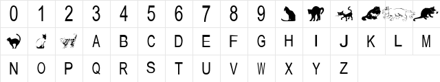 tungfont cat Regular  glyph index