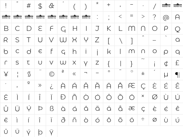 Eastman Alternate Trial Light  glyph index